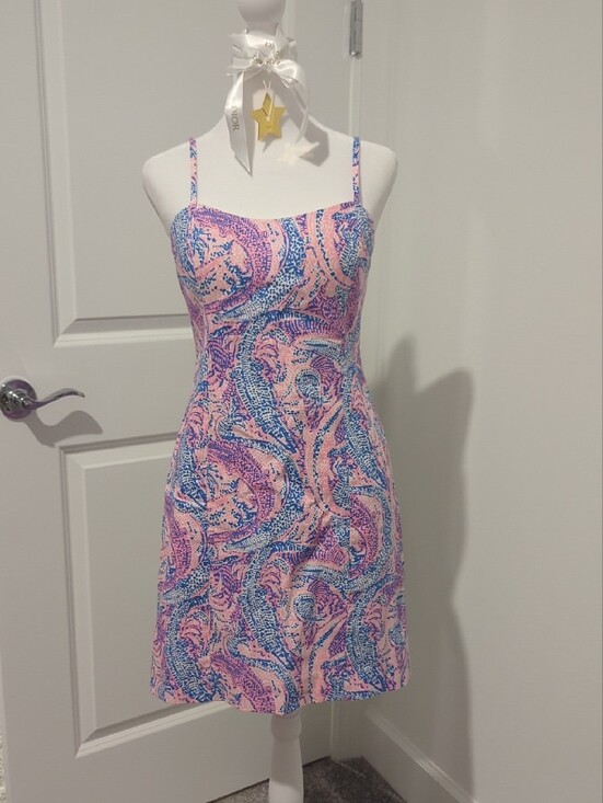 Lilly Pulitzer Dresses & Skirts - Pink & Blue Paisley Spaghetti Strap Mini Dress